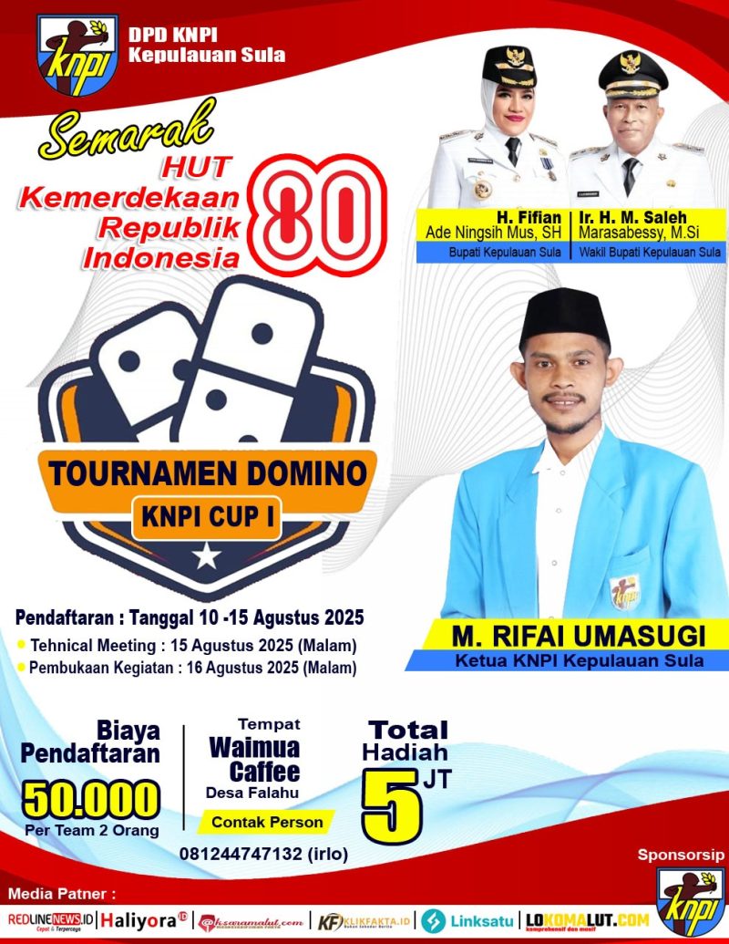 Foto: Flyer turnamen domino yang di selenggarakan oleh DPD KNPI Kepulauan Sula.