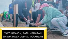 Foto: Wakil Bupati Kepulauan Sula H. M. Saleh Marasabessy, Meletakkan Tanaman Penghijauan.