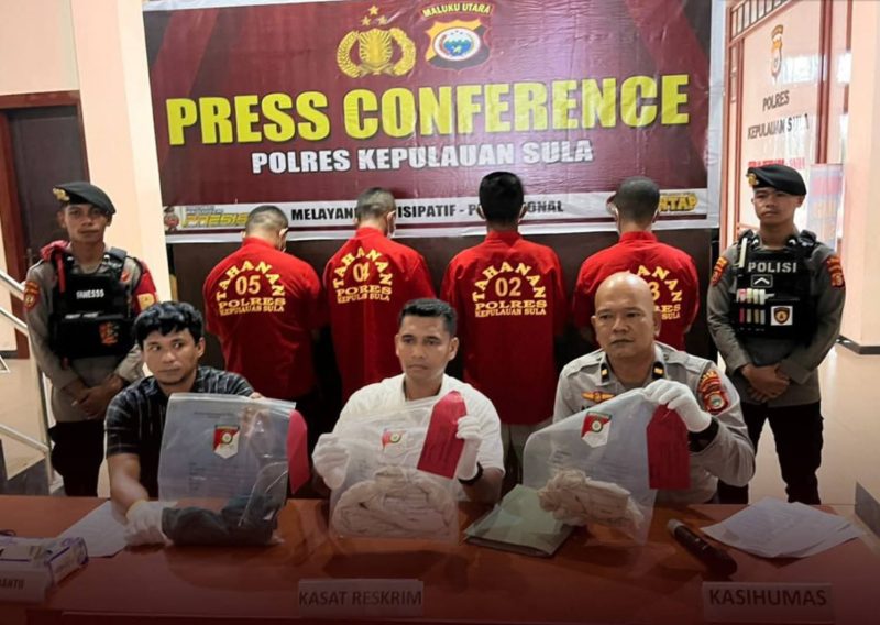 Dokumentasi: Polres Kepulauan Sula Gelar Pres Release Terkait Kasus Pengeroyokan di Desa Mangoli.