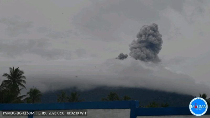 Gambar: Gunung Ibu Halmahera Barat, Mengalami Erupsi Sekitar 400 Meter.