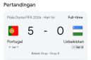 Dok: Papan Skor Antara Portugal Vs Uzbekistan di Piala Dunia Tahun 2026.