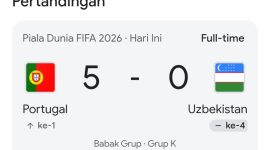 Dok: Papan Skor Antara Portugal Vs Uzbekistan di Piala Dunia Tahun 2026.