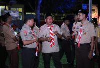 Dok: Ketua Kwarcab H. Ahkam Gajali, S.Ag dan Sekretaris Kwarcab Arwin Drakel, ST serta Ancu Orgakum Herdiyanto Bone, S.Pi  sekaligus PIC Kwarcab kontingen Jamnas Ke XII.