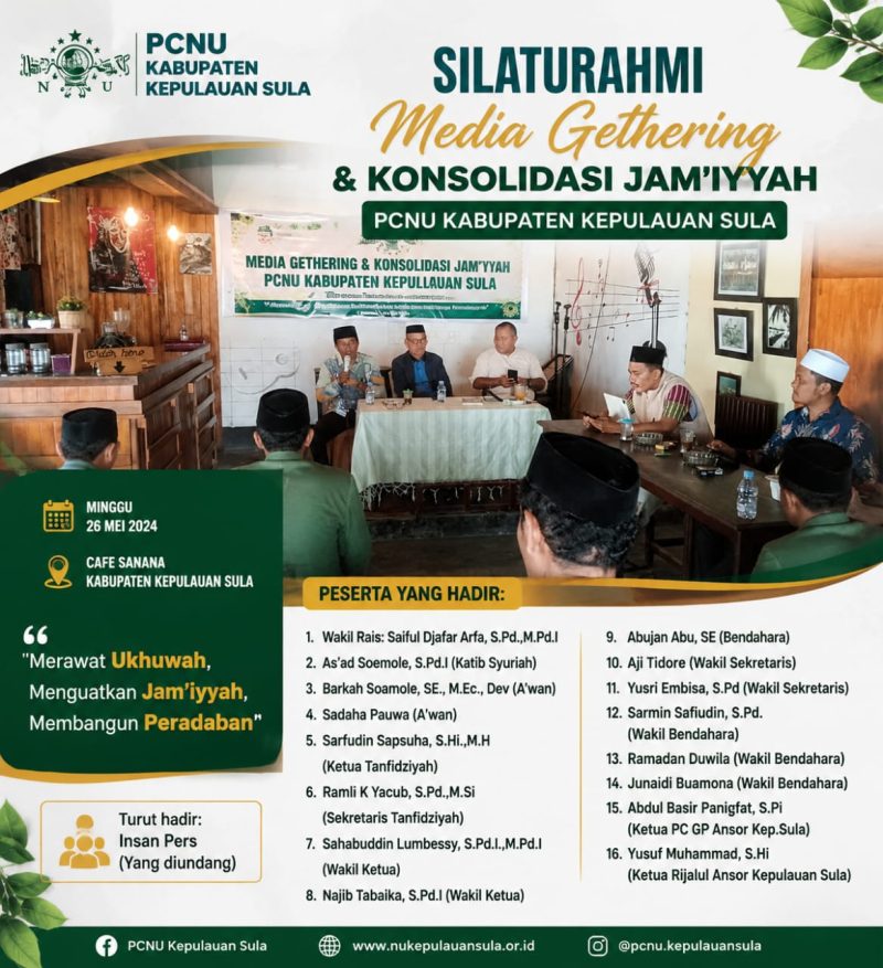 Dok: Kegiatan Media Gethering dan Konsolidasi Jam'iyyah PCNU Kabupaten Kepulauan Sula.